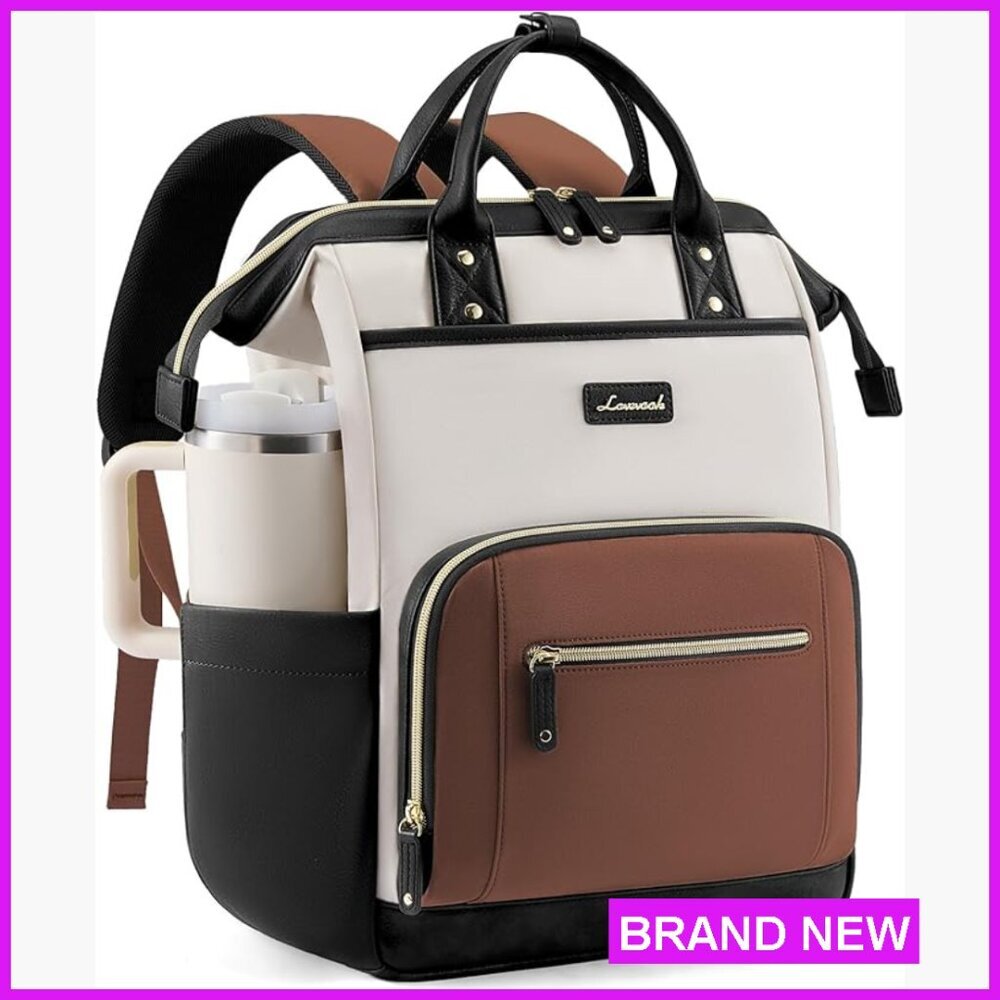 Professional Laptop Backpack with Giant Tumbler Holder Waterproof Travel Work